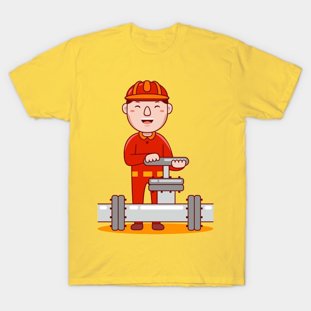 Oil Miner Cartoon T-Shirt by MEDZ